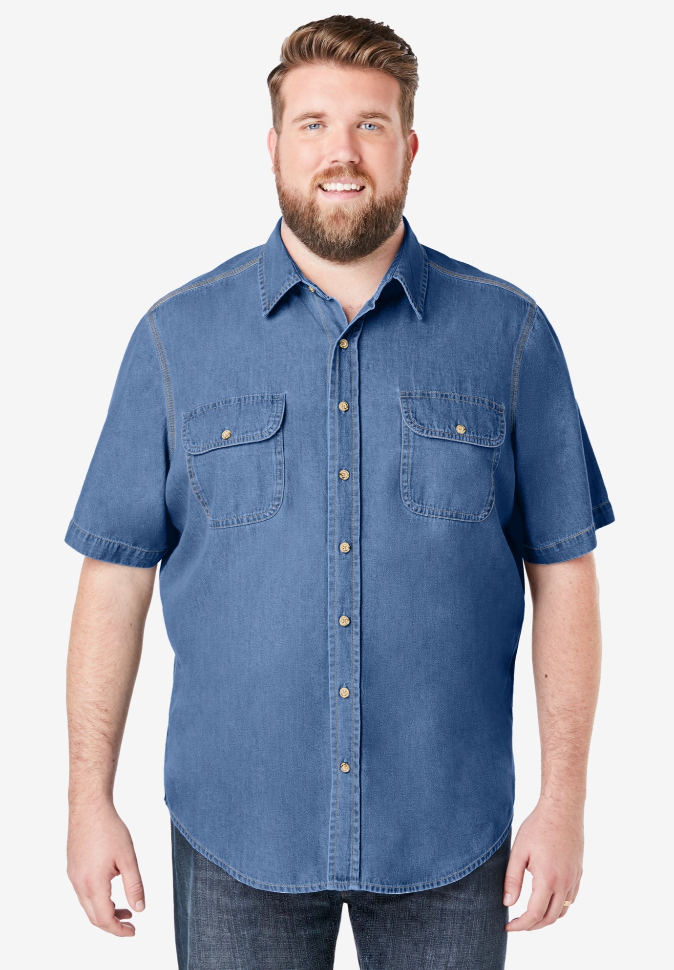 Short Sleeve Denim and Twill Shirt image number 0
