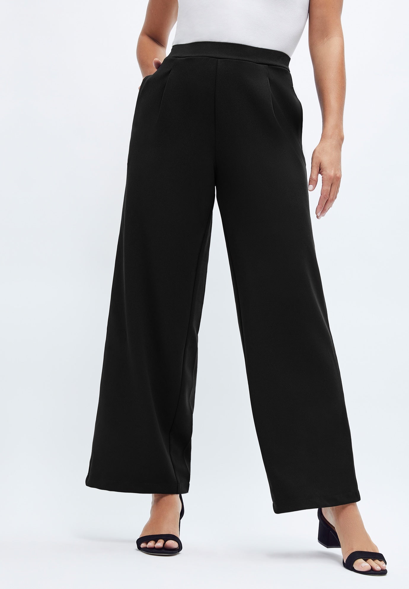 Stretch Knit Crepe Wide Leg Pant image number 0