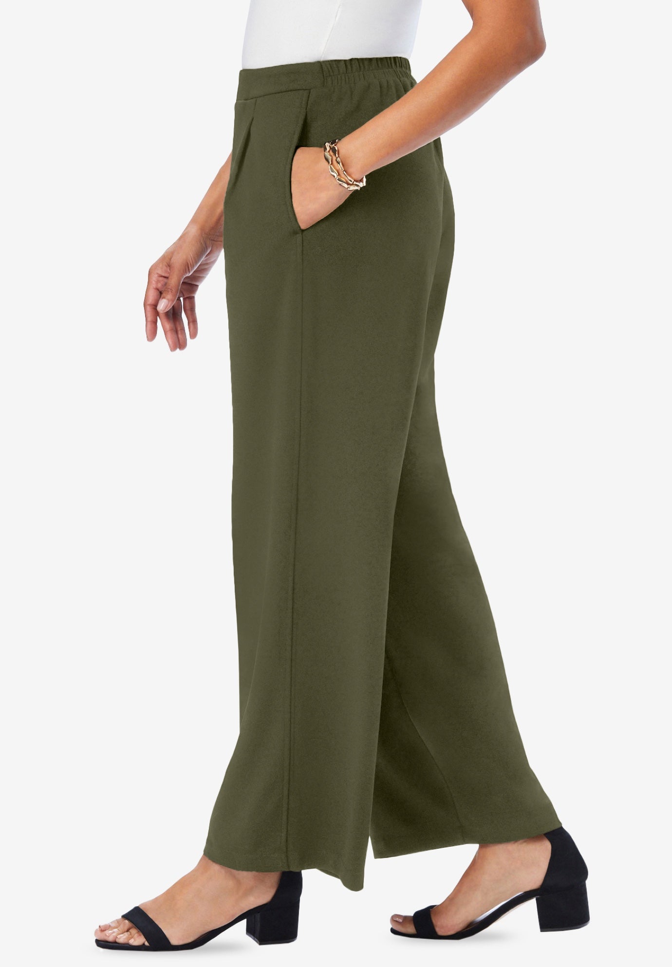 Stretch Knit Crepe Wide Leg Pant image number 1