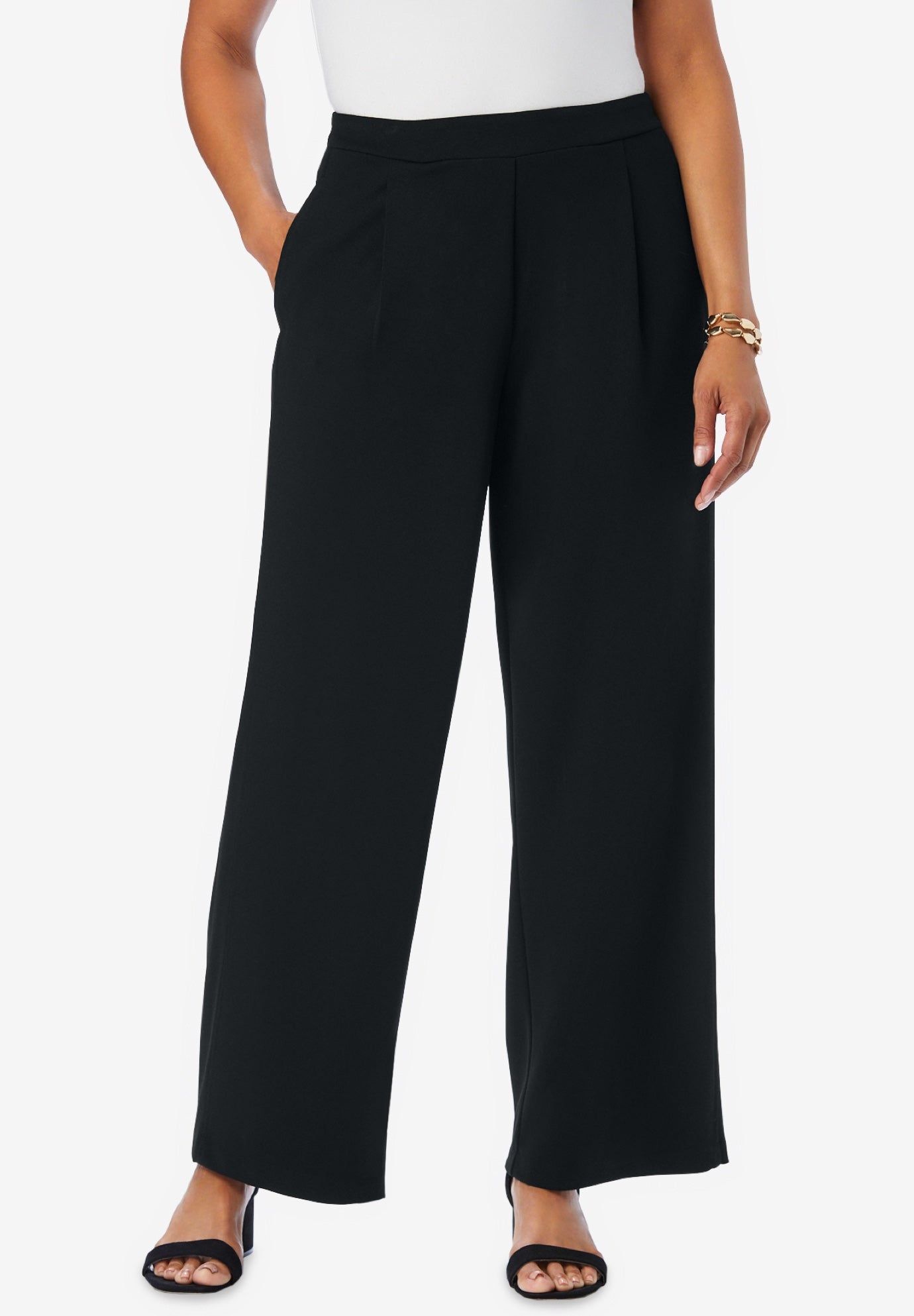 Stretch Knit Crepe Wide Leg Pant image number 0