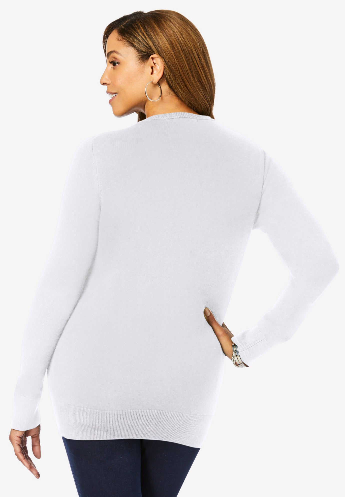 Fine Gauge Button-Front Cardigan image number 1