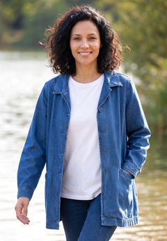 Pleat-Back Denim Jacket