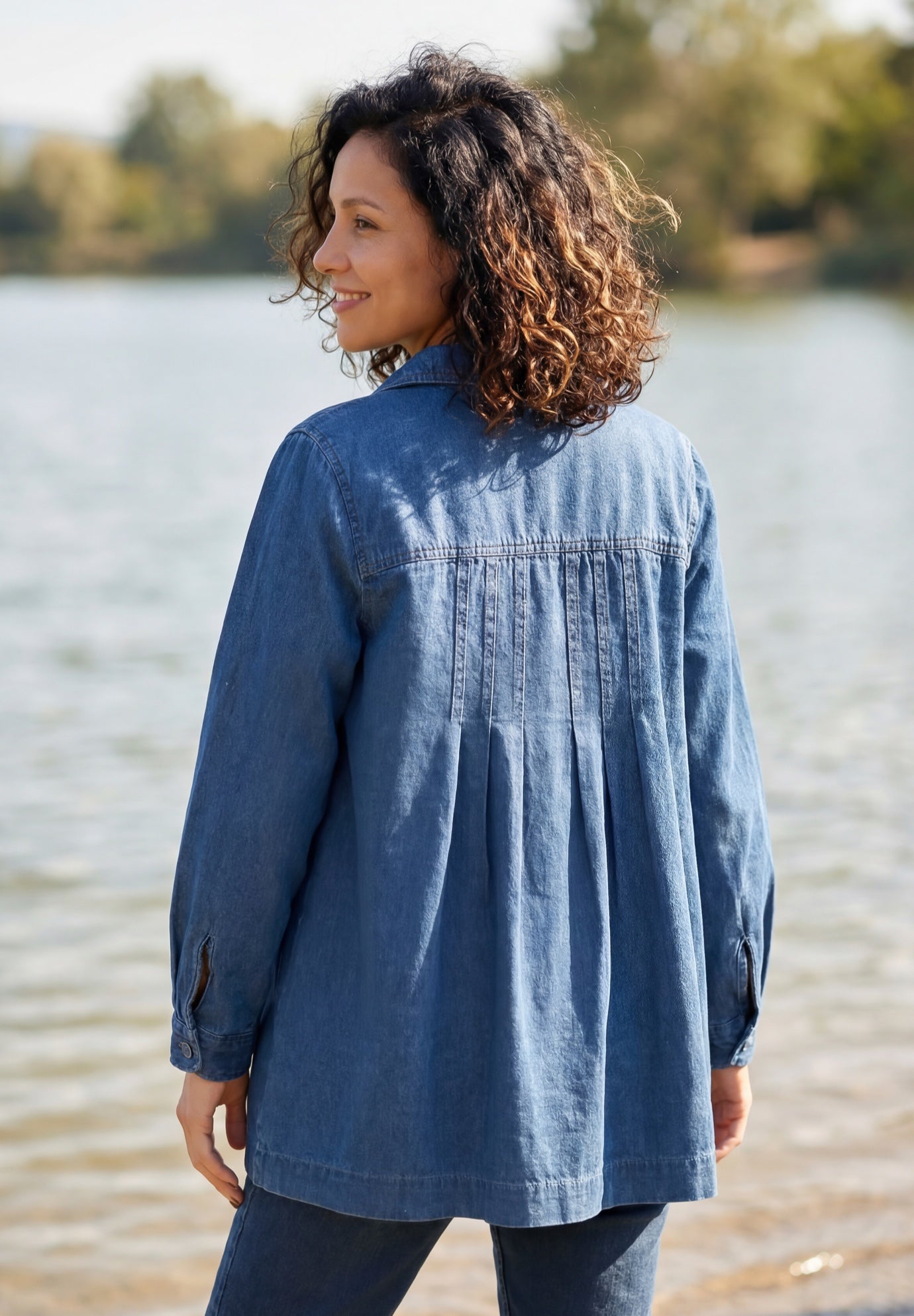 Pleat-Back Denim Jacket image number 1