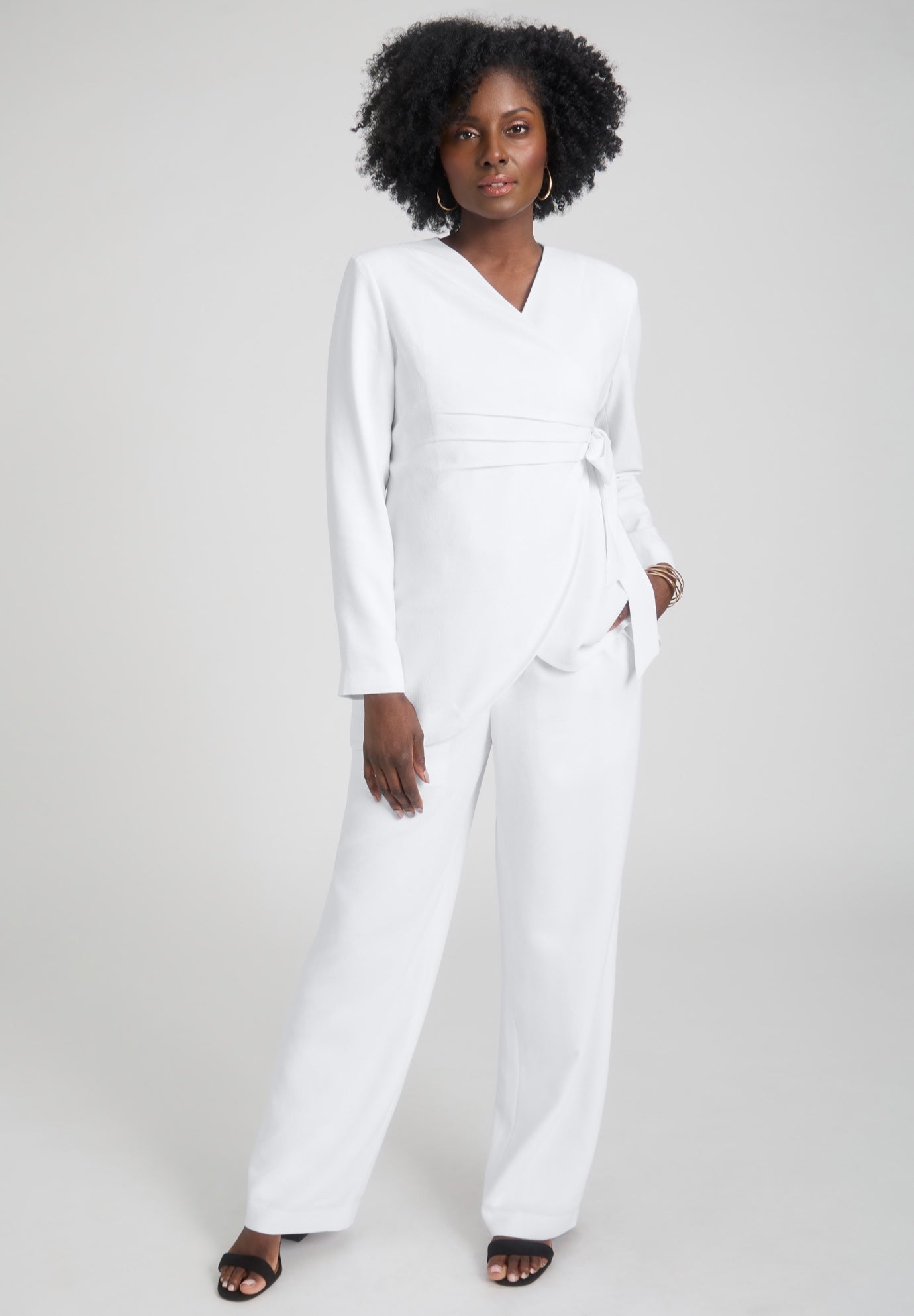 2-Piece Faux Wrap Pantsuit image number 0