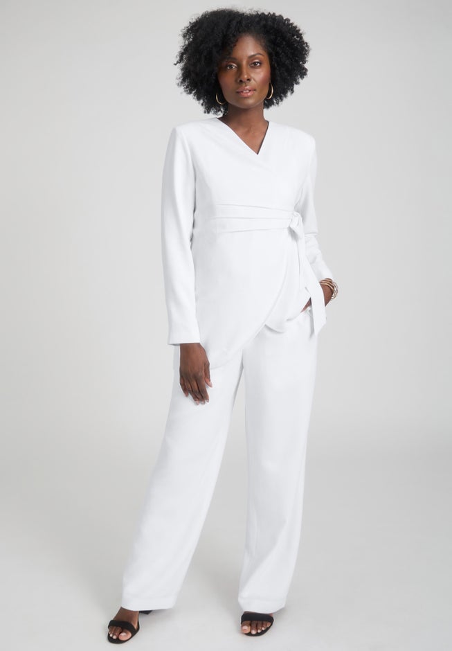 2-Piece Faux Wrap Pantsuit image number 0