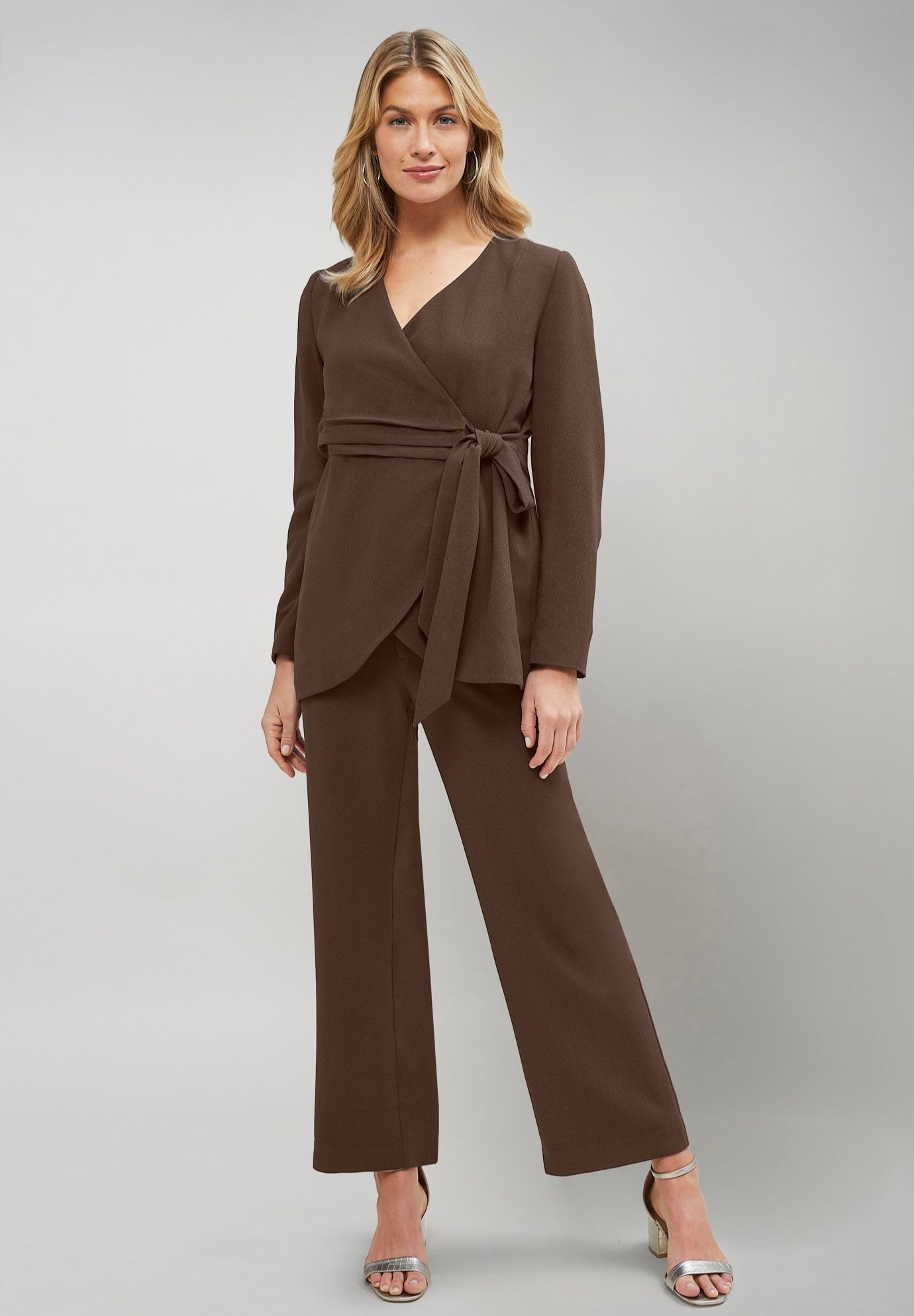 2-Piece Faux Wrap Pantsuit image number 0