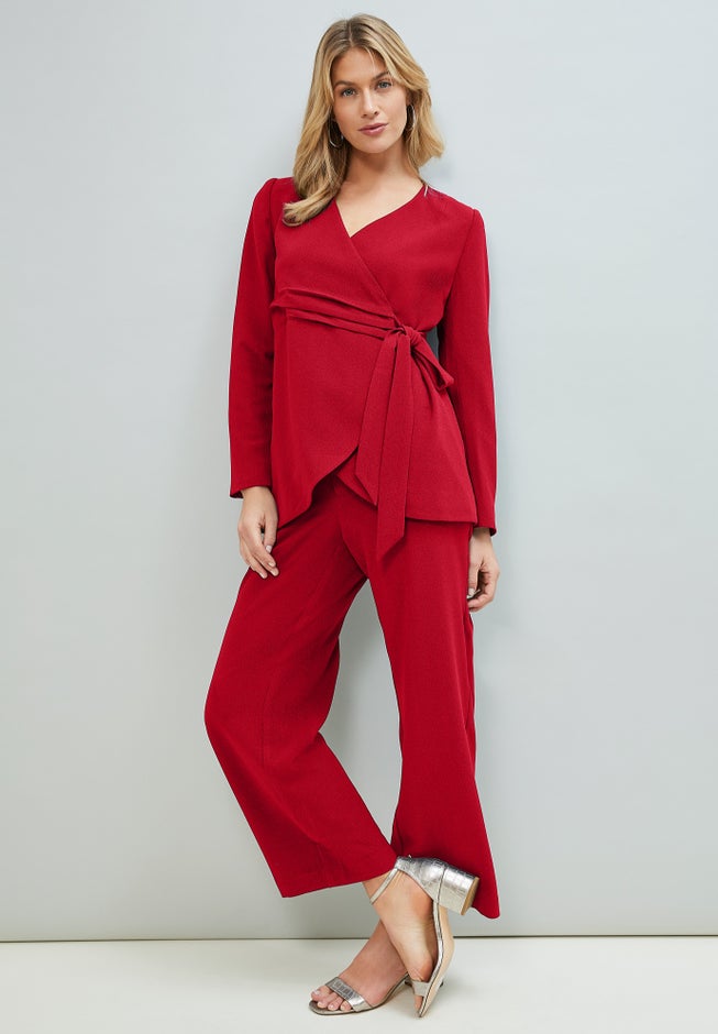 2-Piece Faux Wrap Pantsuit image number 0