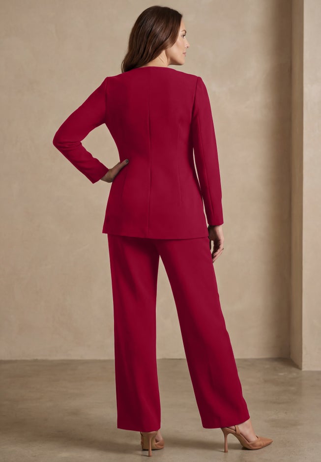 2-Piece Faux Wrap Pantsuit image number 1