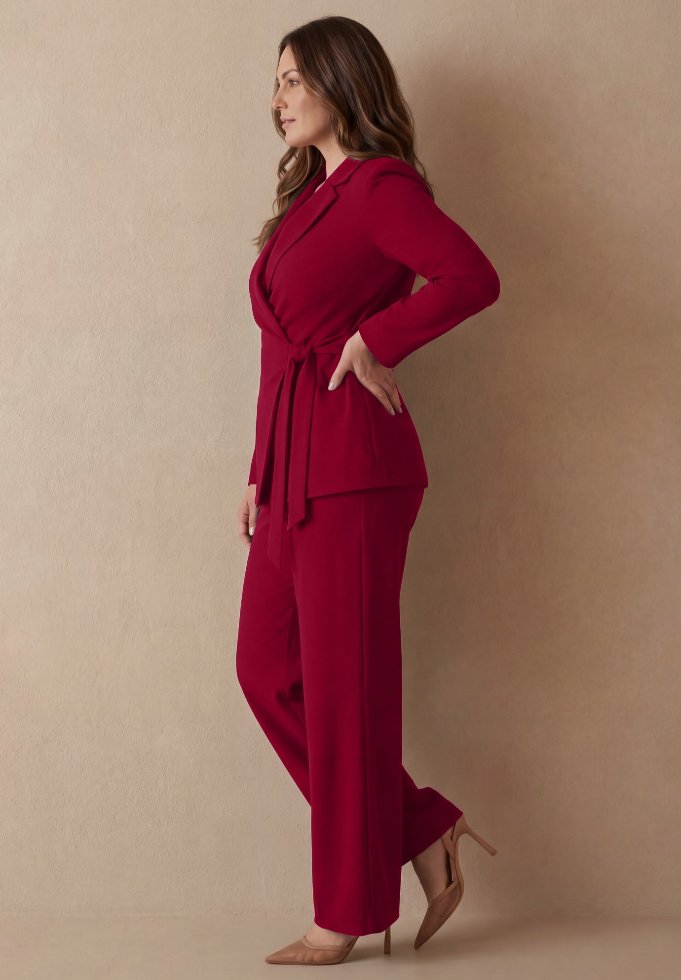 2-Piece Faux Wrap Pantsuit image number 2