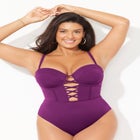 Underwire Lace Up One Piece Swimsuit image number null