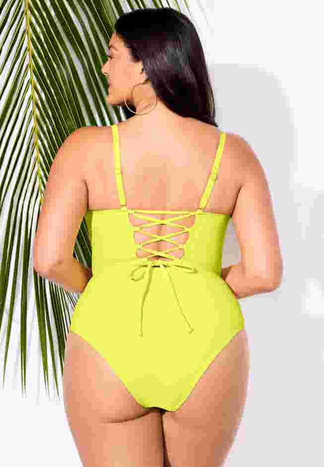 Underwire Lace Up One Piece Swimsuit image number 1