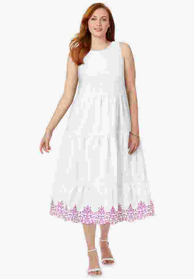 Sleeveless Eyelet Poplin Dress image number 0