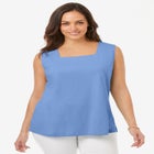 Stretch Cotton Square Neck Tank image number null