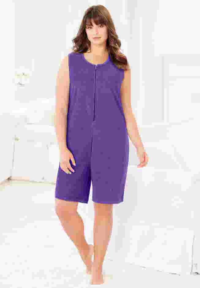 Zip-Front Terry Romper image number 0
