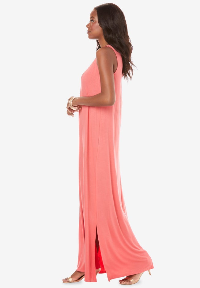 Embellished Neckline Maxi Dress image number null