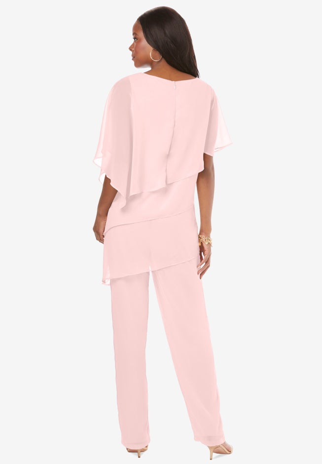 Plus-Size 2 Piece Tierred Ruffle Top and Pant Set image number 1