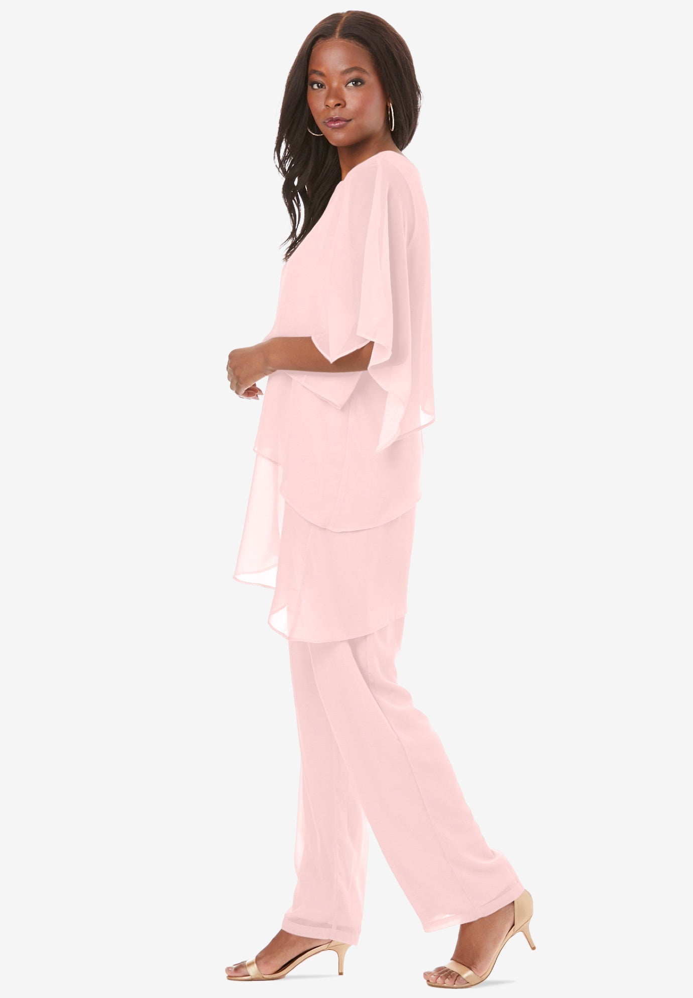 Plus-Size 2 Piece Tierred Ruffle Top and Pant Set image number 2