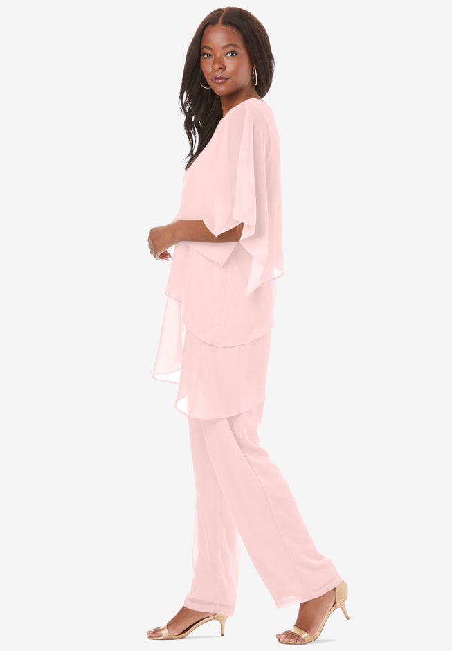 Plus-Size 2 Piece Tierred Ruffle Top and Pant Set image number 2