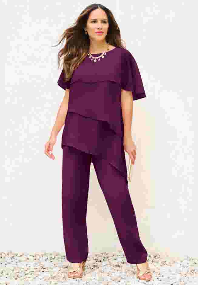 Tiered Short Sleeve Pant Set image number 0