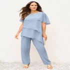 Plus-Size 2 Piece Tierred Ruffle Top and Pant Set image number null