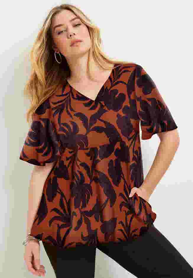 Faux Wrap Fit-and-Flare Top image number 0