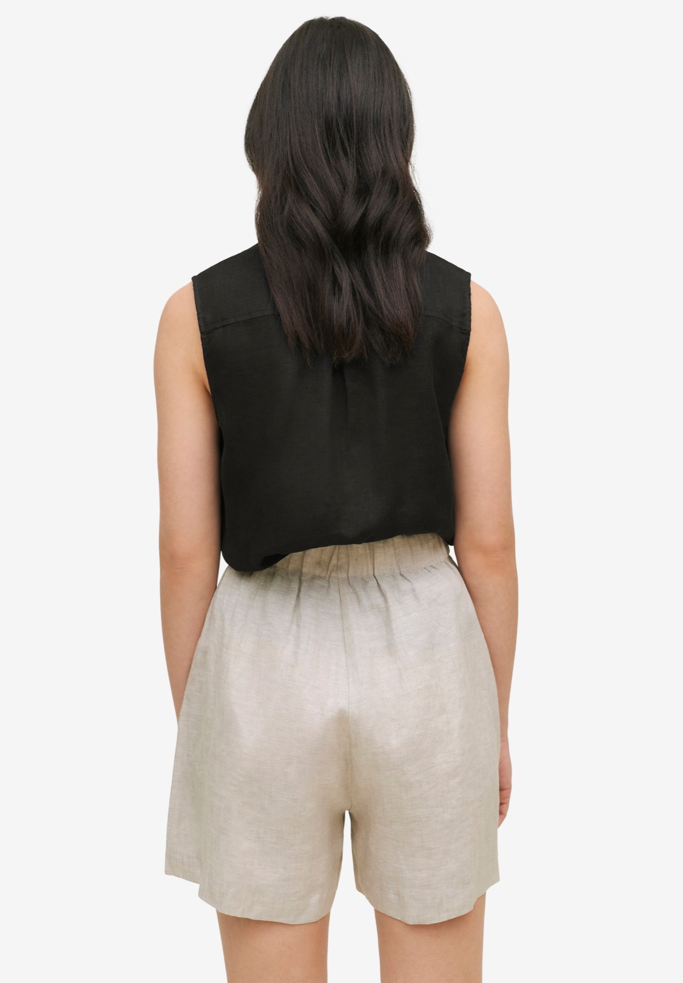 Linen-Blend Elastic Waist Shorts image number 1