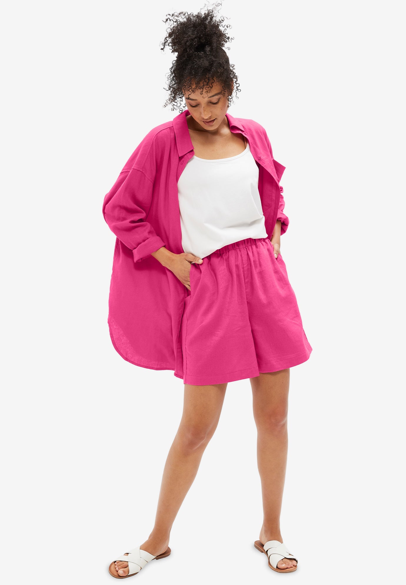 Linen-Blend Pull-On Elastic Waist Shorts image number 0