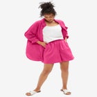 Linen-Blend Pull-On Elastic Waist Shorts image number null