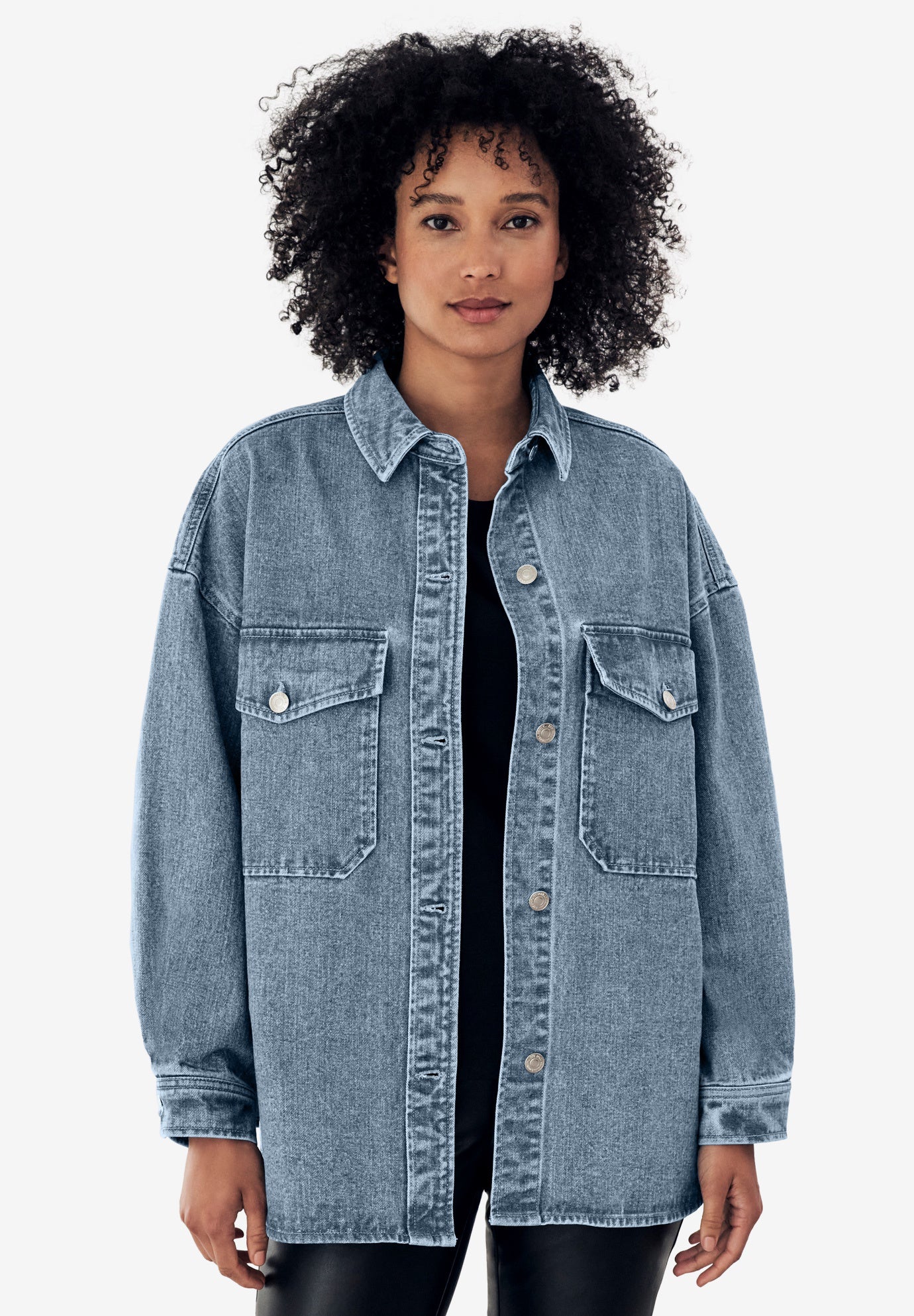 Oversized Denim Shirt Jacket image number 0