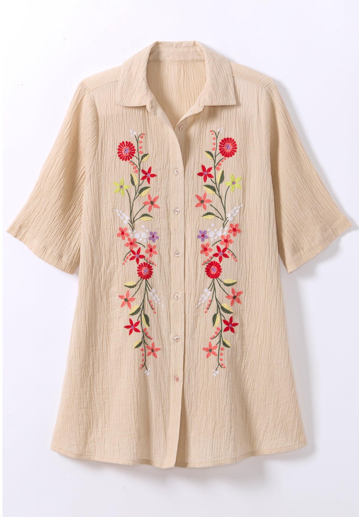 Embroidered Gauze Shirt image number 1