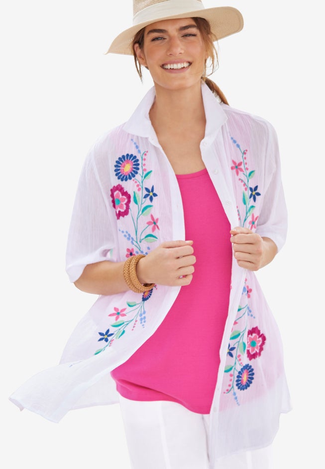 Embroidered Gauze Shirt image number 4