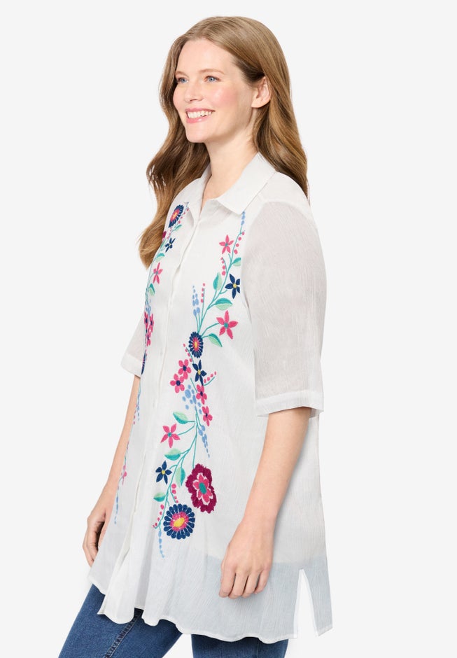 Embroidered Gauze Shirt image number 2