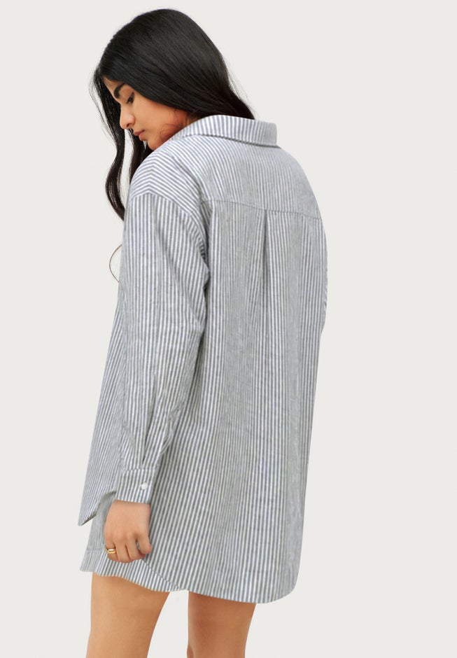 Oversized Linen-Blend Boyfriend Shirt image number 1
