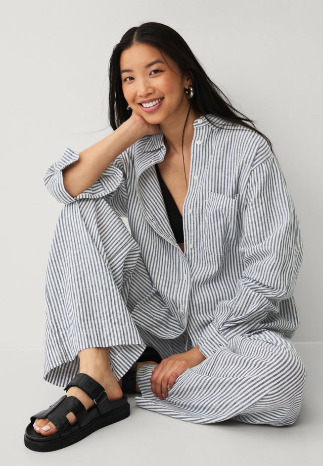 Oversized Linen-Blend Boyfriend Shirt image number 6