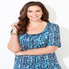 Jeweled Neck Pintuck Top image number null