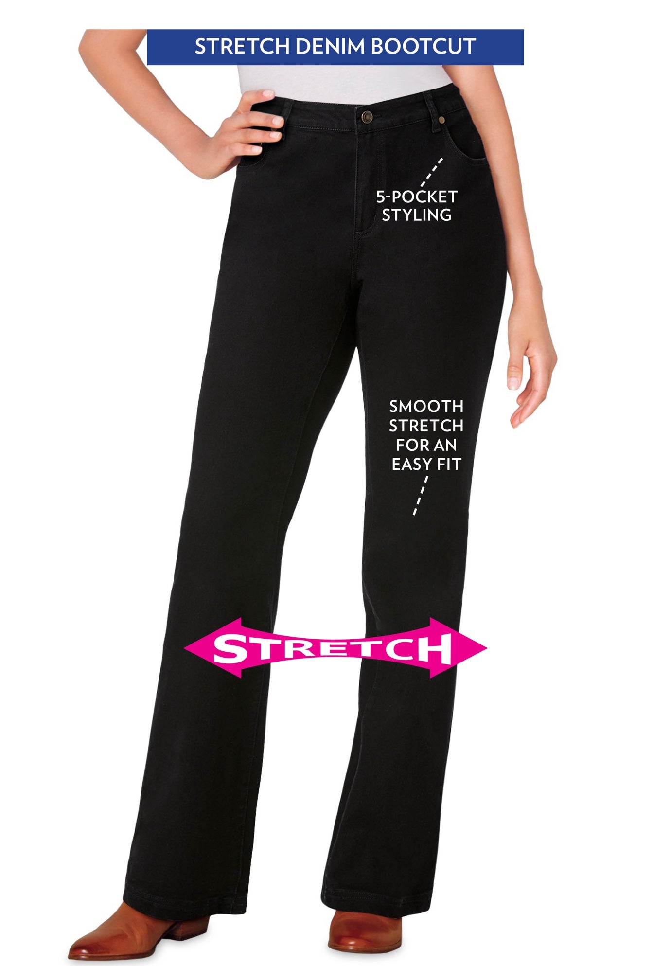 Stretch Denim Five-Pocket Bootcut Jeans image number 1