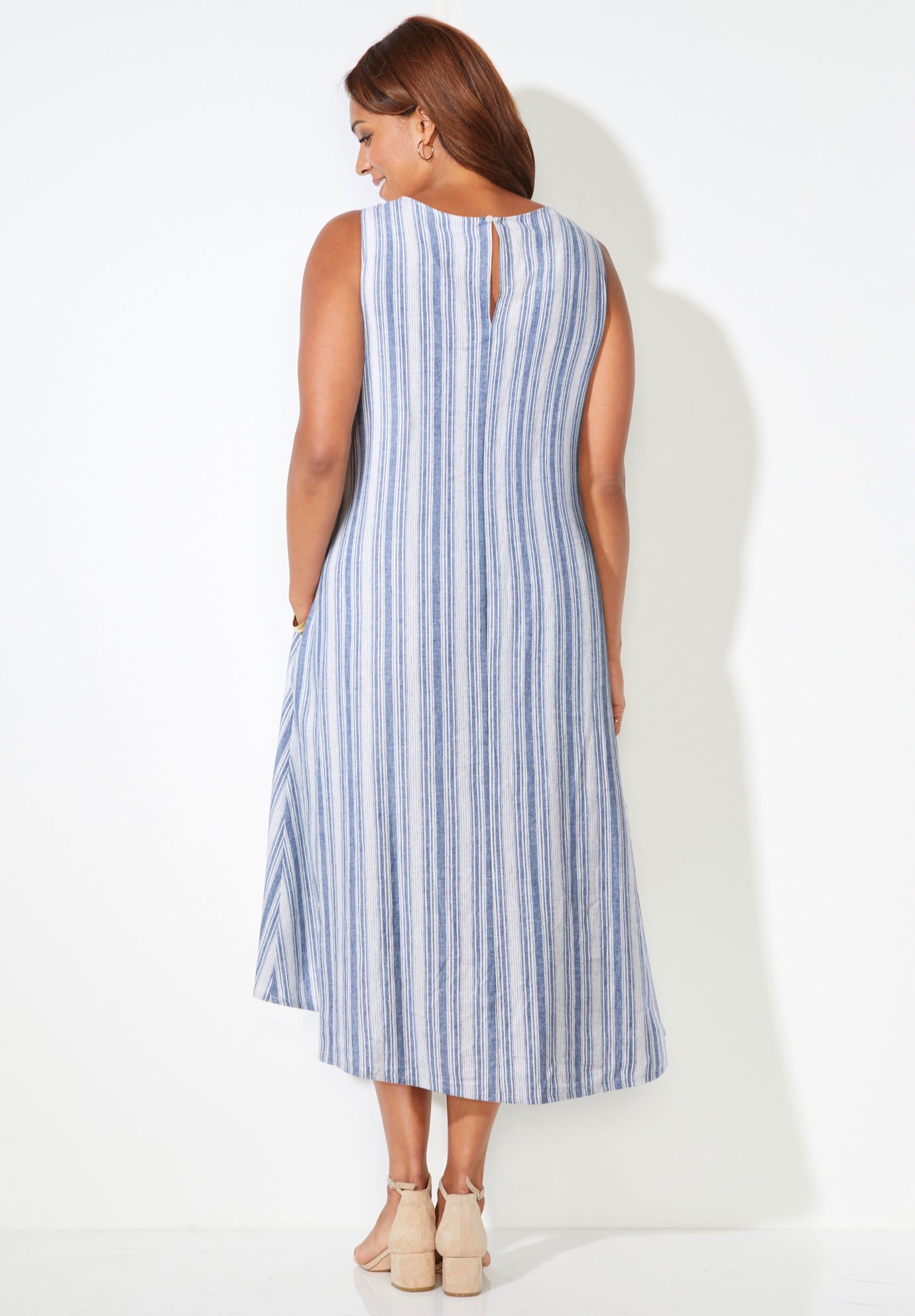 A-Line Linen Blend High-Low Dress image number 1