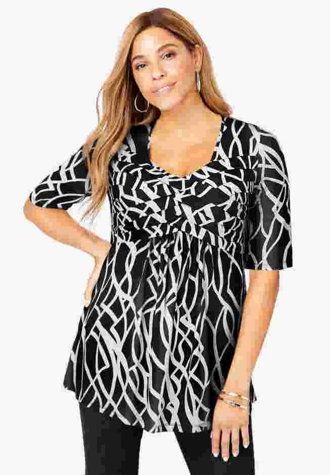 Stretch Knit Pleated Tunic image number 0