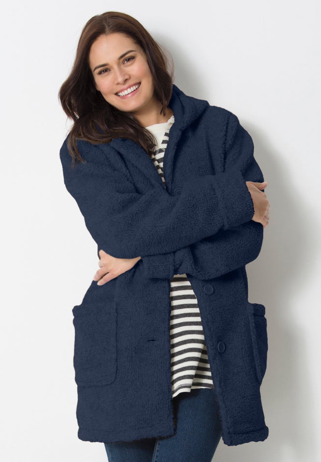 Short Hooded Berber Fleece Jacket image number 0