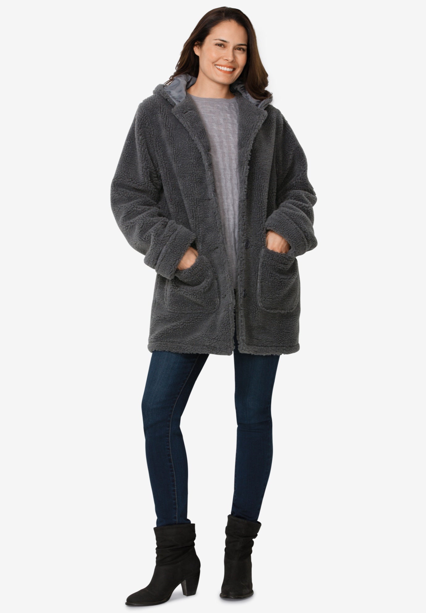 Short Hooded Berber Fleece Jacket image number 0