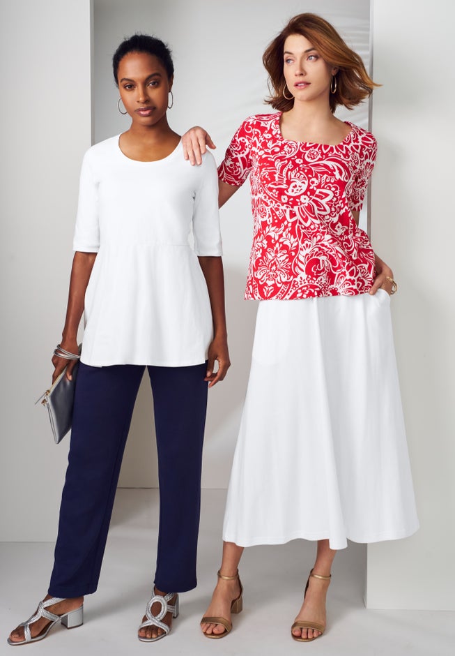 Stretch Cotton Peplum Tunic image number 1