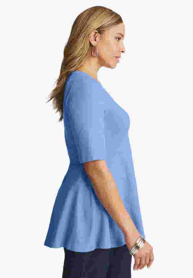 Stretch Cotton Peplum Tunic image number 3