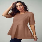 Stretch Cotton Peplum Tunic image number null