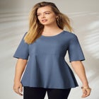 Stretch Cotton Peplum Tunic image number null