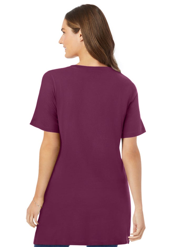 Perfect Short-Sleeve V-Neck Tunic image number 1
