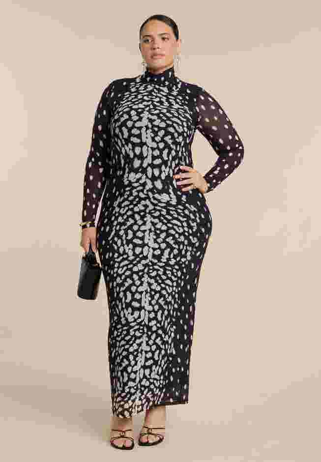 Mesh Print Maxi Dress image number 0