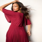 Crepe Pleated Cape Dress image number null