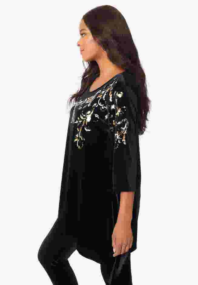 Velour Hanky Hem Tunic image number 2