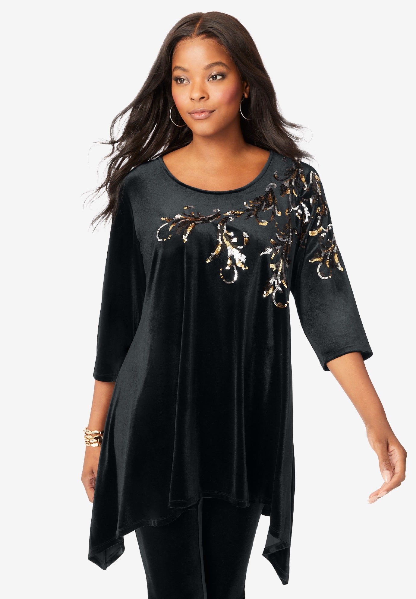 Velour Hanky Hem Tunic image number 1