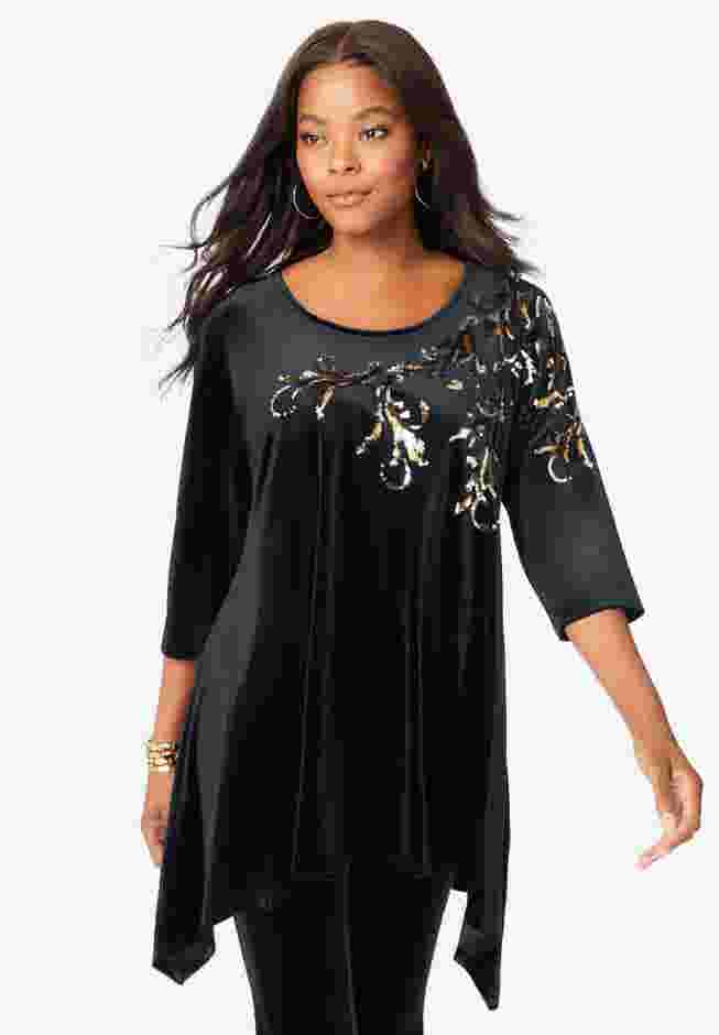 Velour Hanky Hem Tunic image number 0